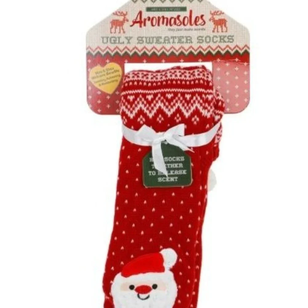 Aromasoles Ugly Sweater Slipper Socks w/Mint & Shea Butter O/S